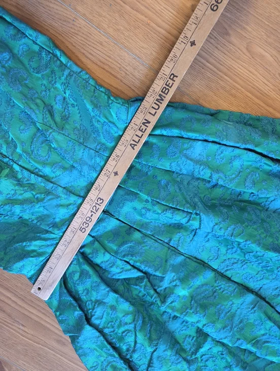 Vintage 1950s RAPPI Emerald Green Floral Brocade Gown - Rare 25" Wasp Waist - Picture 11 of 16